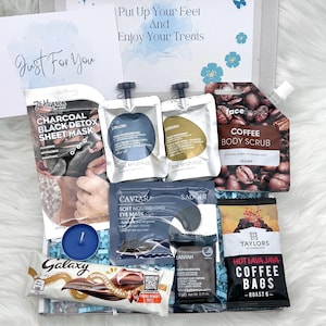 Mens Pamper Gift Box Birthday Box for Men Self Care Package for Him Fathers Day Pick Me Up Thinking of You Personalised Letterbox Gift Midi Coffee