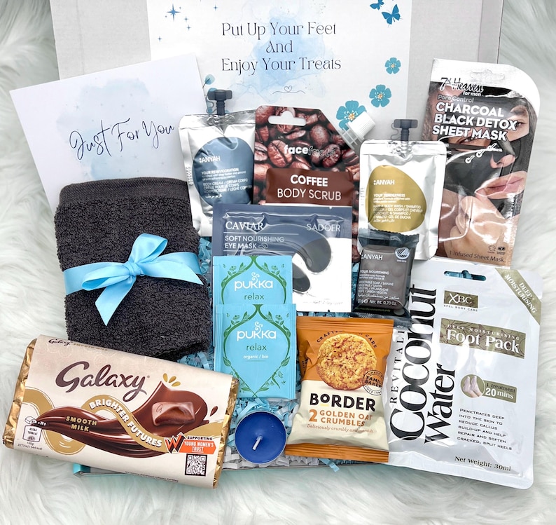 Mens Pamper Gift Box Birthday Box for Men Self Care Package for Him Fathers Day Pick Me Up Thinking of You Personalised Letterbox Gift Maxi Teas