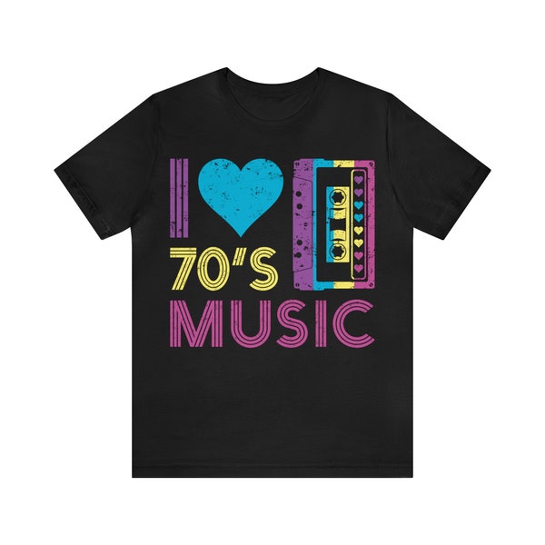 I love 70's music Unisex Jersey Short Sleeve Tee, Music Note Unisex T-Shirt, Music Lover Tee, Musical Gift, Musician Shirt