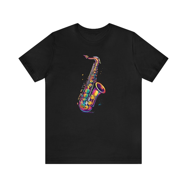 Paint Splatter Saxophone Unisex Jersey Short Sleeve TeeMusic Vibes Unisex T-Shirt, Musical Tee, Music Lover Gift, Graphic Tee