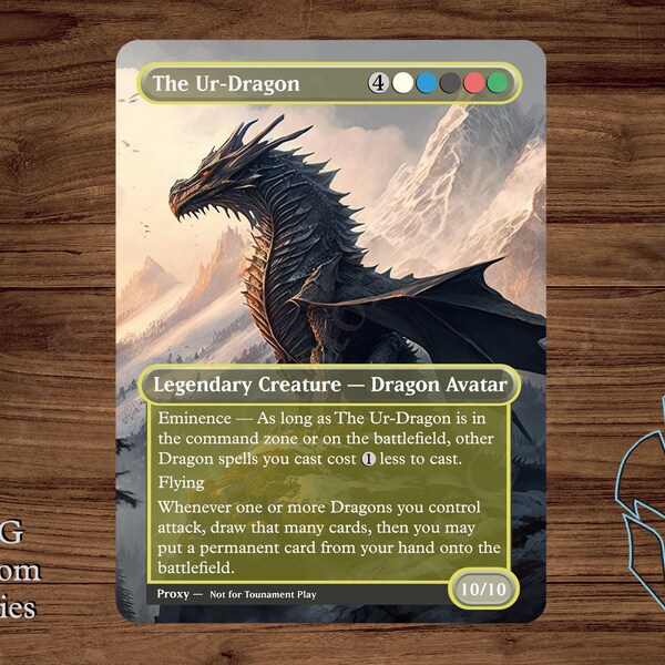 The Ur-Dragon Custom Style Card For Magic: The Gathering EDH - Altered Art, S33 German Blackcore, 2024
