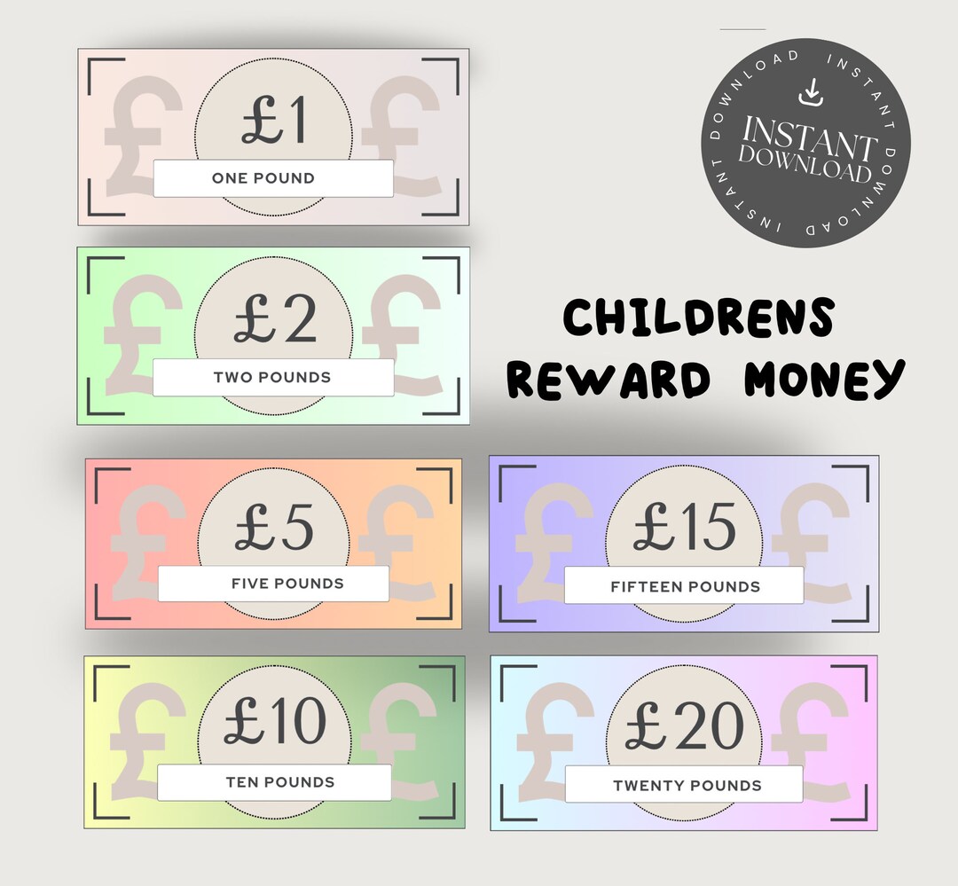 Printable Chore Money Good Behaviour Bucks Play Money - Etsy
