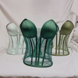Handmade Transparent Corset | Cupped Mesh Bustier, Bridal Lingerie