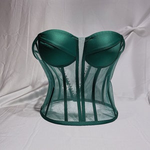 Corset Bustier Top | Bridal Lingerie | Cupped Corset | Bridal Shower Gift | Transparent Corset | Over Bust Corset | Mesh Bustier