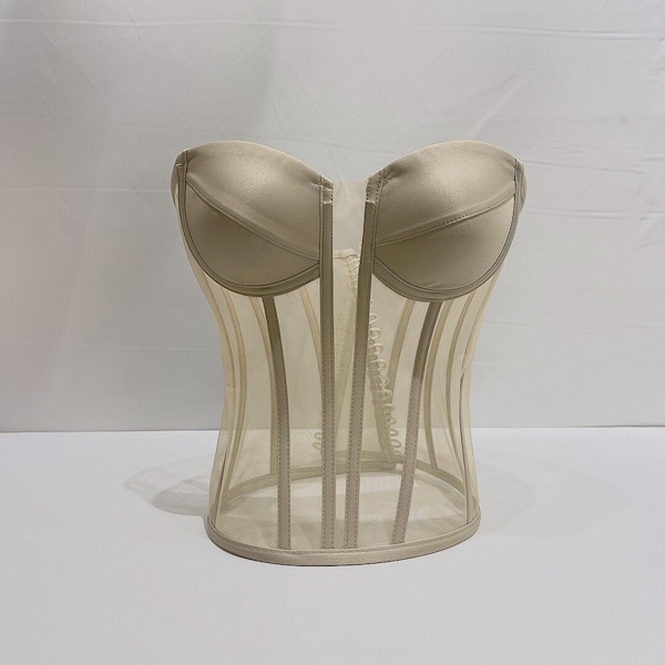 Transparent Mesh Corset | Bridal Lingerie Bustier Top