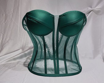 Corset Bustier Top | Bridal Lingerie | Cupped Corset | Bridal Shower Gift | Transparent Corset | Over Bust Corset | Mesh Bustier