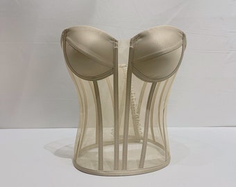 Corsé transparente / Bustier de malla / Top de corsé Bustier / Lencería nupcial / Corsé ahuecado / Regalo de despedida de soltera / Corsé sobre busto