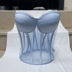 Haut bustier corset bustier beige corset transparent lingerie de mariée corset noir bustier en résille image 2