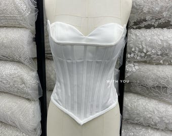 Satin Braut Korsett Top: Trägerloses Hochzeits Bustier