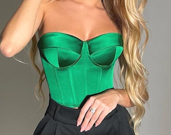Top corsetto da sposa in raso / Elegante lingerie bustier da festa
