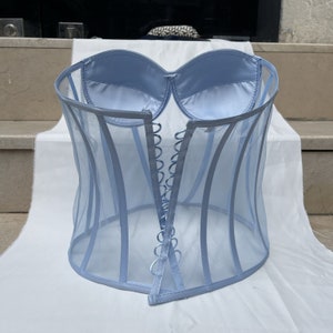 Haut bustier corset bustier beige corset transparent lingerie de mariée corset noir bustier en résille image 5