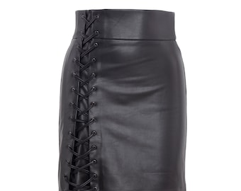 Faux Leather Skirt | Leather Skirt | Pencil Mini Skirt | Soft Leather skirt | High Waisted skirt | Black Leather Skirt