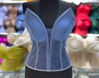 Unterwäsche | Korsett Top | Schalen Korsett | Brautparty Geschenk | Transparentes Corsett | Überbrust-Korsett | Netz-Bustier