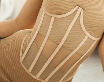 Underbust Corset Top | Bridal Lingerie | Cupless Corset | Bridal Shower Gift | Transparent Corset | Bridal Corset | Mesh Bustier