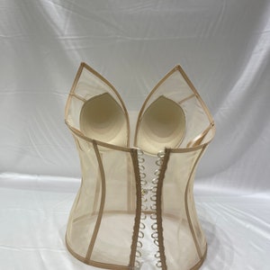 Bridal Lingerie Bustier Corset Top Cupped Corset Bridal Shower Gift Transparent Corset Over Bust Corset Mesh Bustier image 2