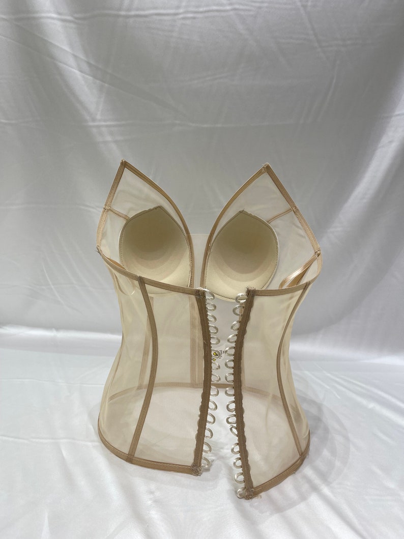 Bridal Lingerie Bustier Corset Top Cupped Corset Bridal Shower Gift Transparent Corset Over Bust Corset Mesh Bustier image 2