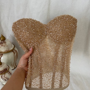 Crystal Bustier Top Handmade Bustier Rhinestone Bustier Bustier Corset Top Bridal Lingerie Bridal Shower Gift Transparent Corset image 4