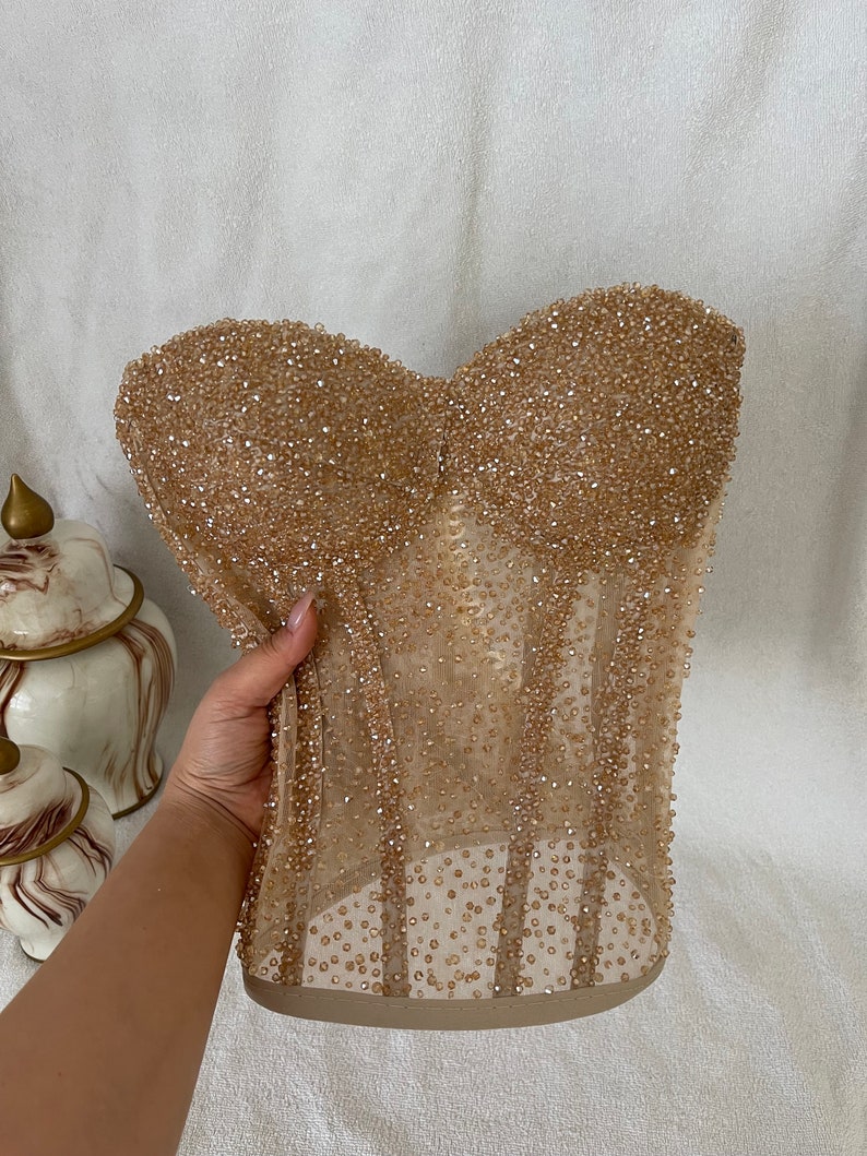 Crystal Bustier Top Handmade Bustier Rhinestone Bustier Bustier Corset Top Bridal Lingerie Bridal Shower Gift Transparent Corset image 4