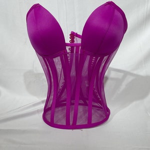 Bridal Lingerie | Bustier Corset Top | Cupped Corset | Bridal Shower Gift | Transparent Corset | Over Bust Corset | Mesh Bustier