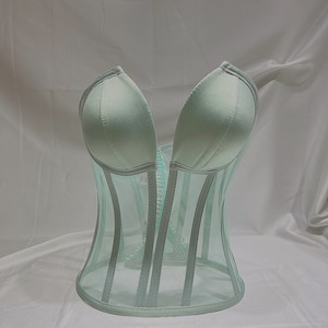 Transparentes Korsett Bustier-Korsett-Top Braut-Dessous Körbchenkorsett Brautparty-Geschenk Überbrustkorsett Mesh-Bustier Bild 5