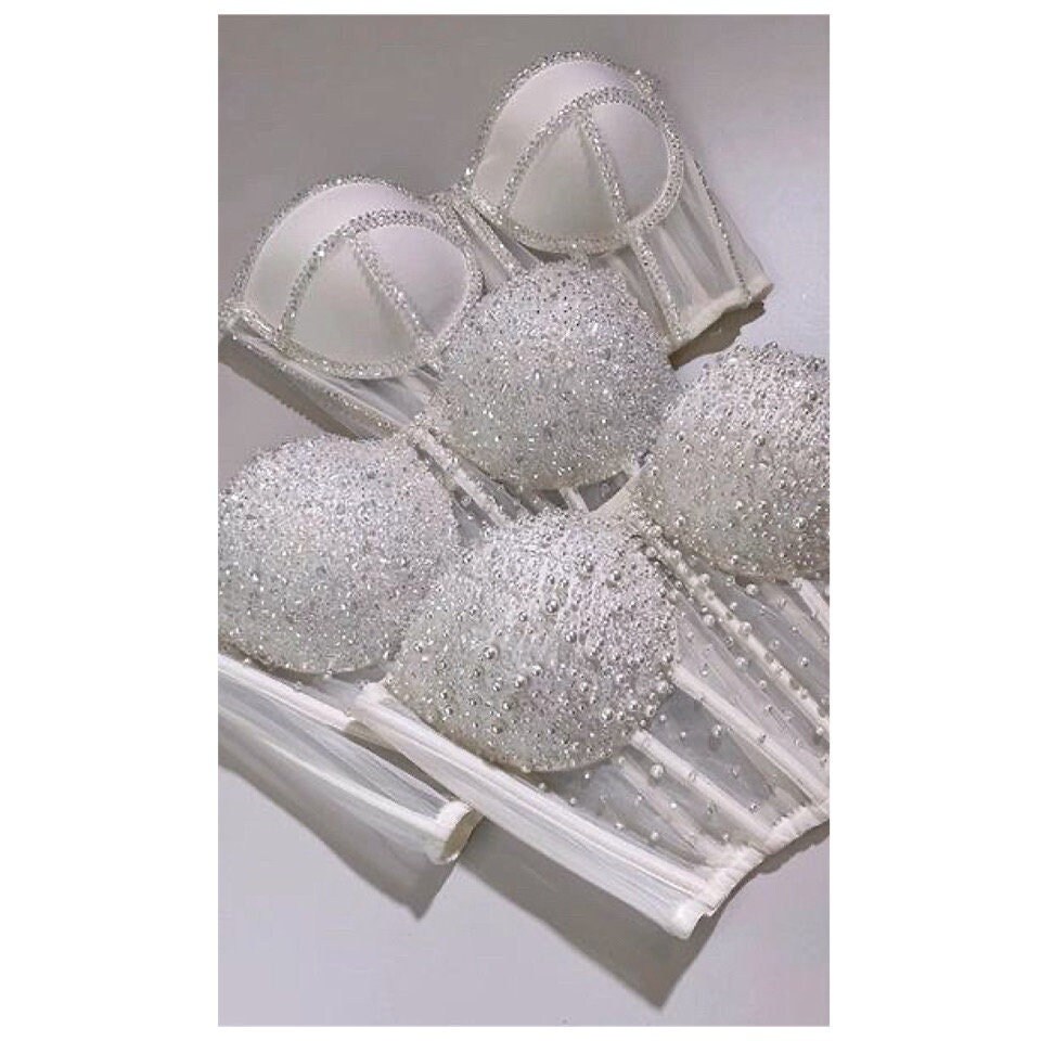 Bridal Corset, Beaded Bustier, Rhinestone Top, Bustier