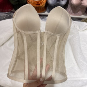 Bustier Corset Top Bridal Lingerie Cupped Corset Bridal Shower Gift Transparent Corset Over Bust Corset Mesh Bustier image 6