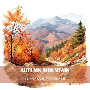 Aquarell Herbst Bergwege Clipart - Berg Clipart - Wege Clipart - Aquarell Clipart I digitaler Download, 10High Quality JPG