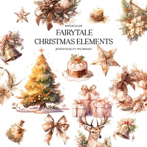 Aquarell Weihnachtscliparts: Märchenhafte Winter Ornamente (Digitaler Download)