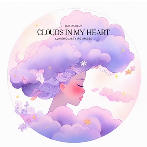 Cute Watercolor Clouds Illustrations | Set of Clouds Illustrations | Watercolor sky I Commercial Use I 14 High Quality JPG
