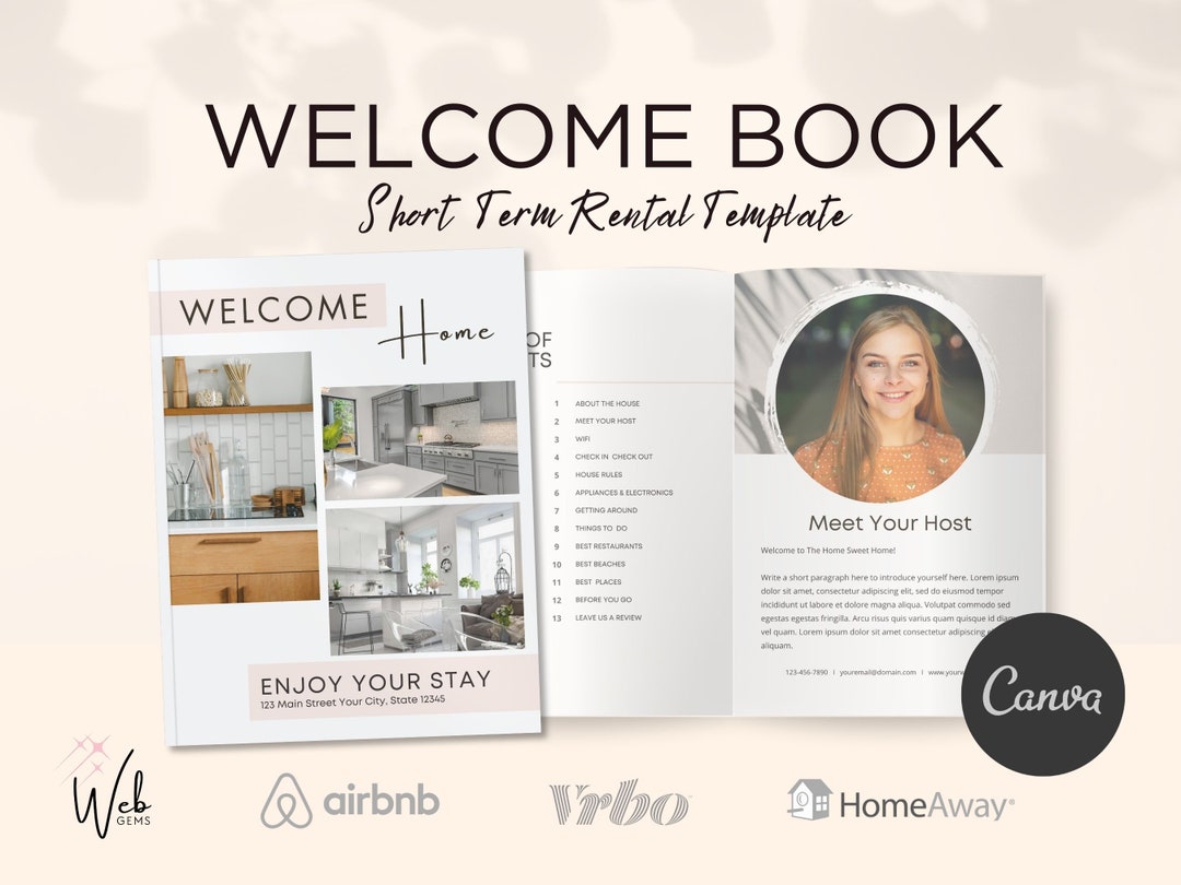 Airbnb Book Template Modern Vacation Rental Guest Book