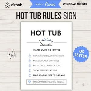 Hot Tub Rules Sign: Modern Spa Decor (Digital Download)