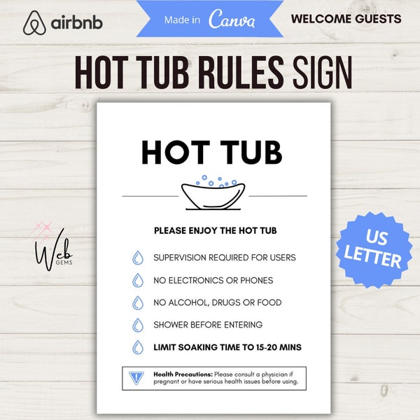 Hot Tub Rules Sign, Hot Tub Signs, Hot Tub Rules, Pool Safety Sign, Hot Tub Jacuzzi, Spa Sign, Spa Rules, Airbnb Sign,  Printable, VRBO