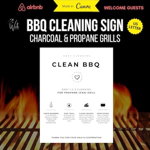Airbnb BBQ Grill Cleaning Checklist Sign (Digital Download)
