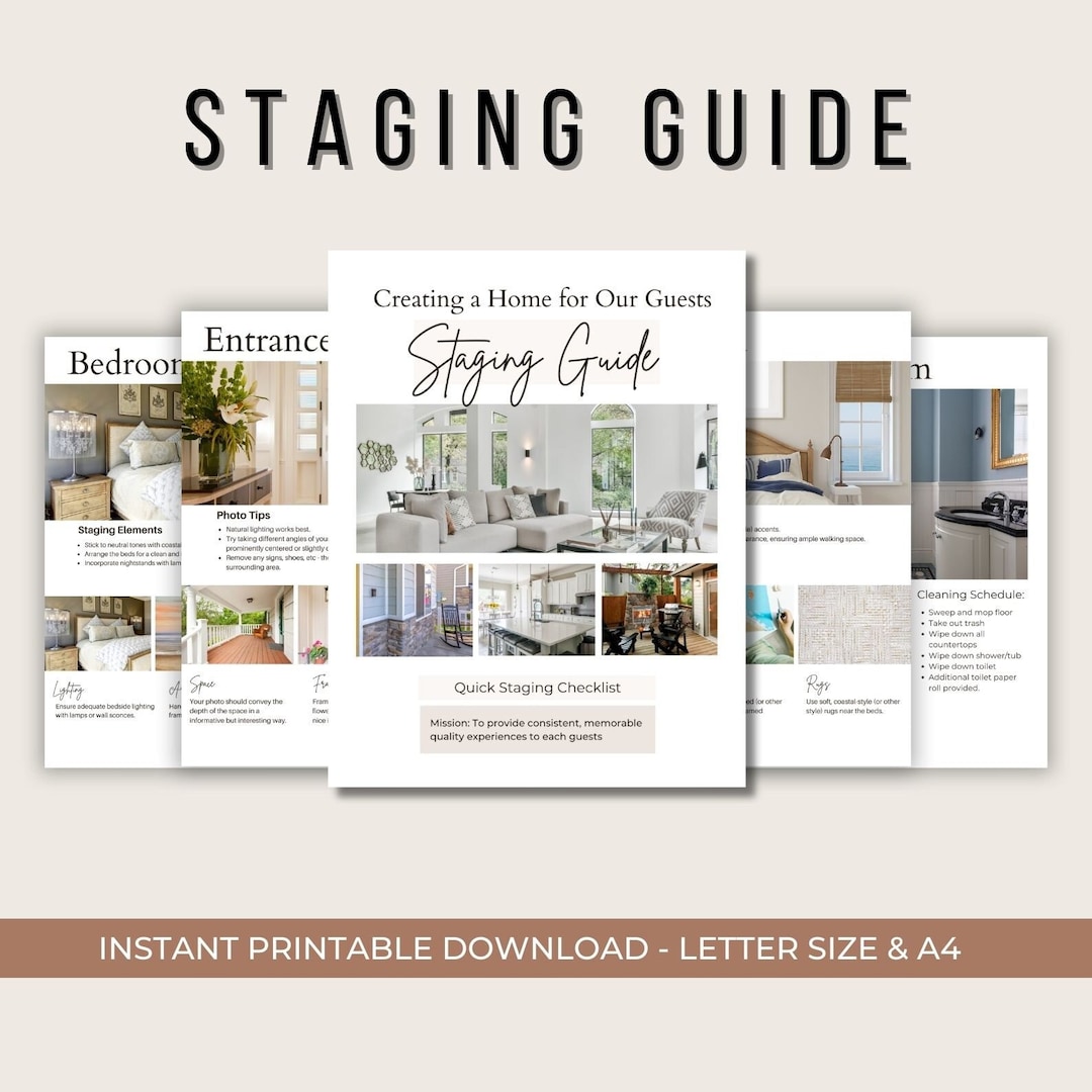 Airbnb Staging Guide, Staging Checklist, Rental Staging Guide Printable, Property Staging, Home