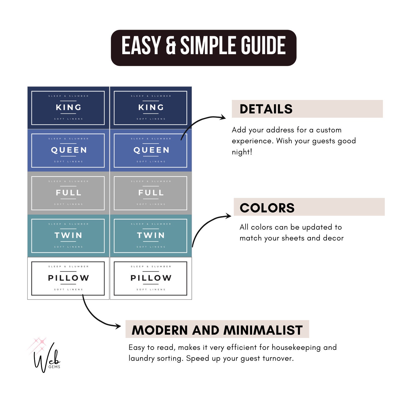 Bedsheet Linen Labels, Linen Labels Pack, Bed Sheet Labels, Sheet