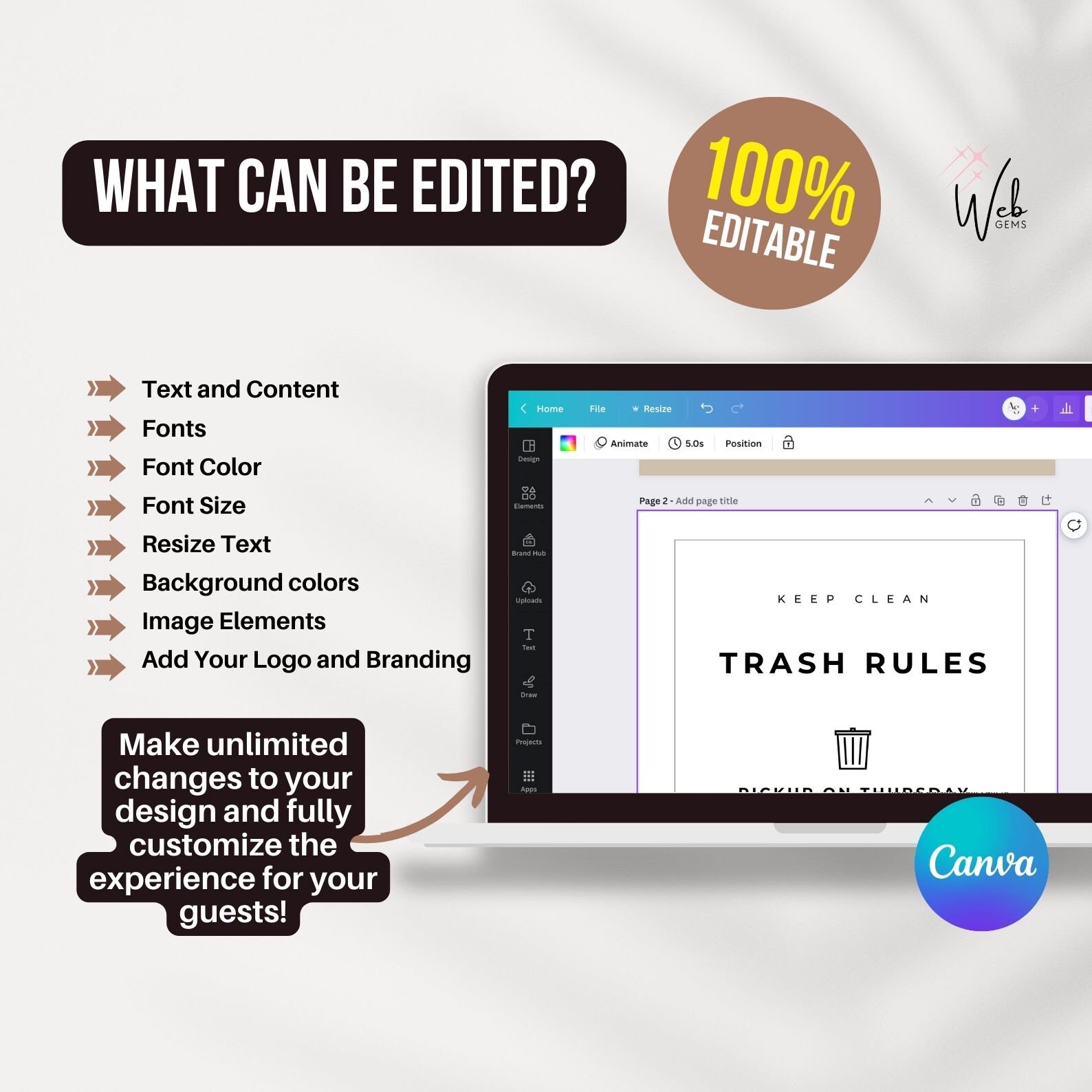 Airbnb Trash Rules, Garbage Day Sign, Airbnb House Rules, Recycle Sign