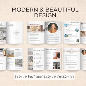 Plantilla moderna de libro de bienvenida de Airbnb: Canva editable (descarga digital)