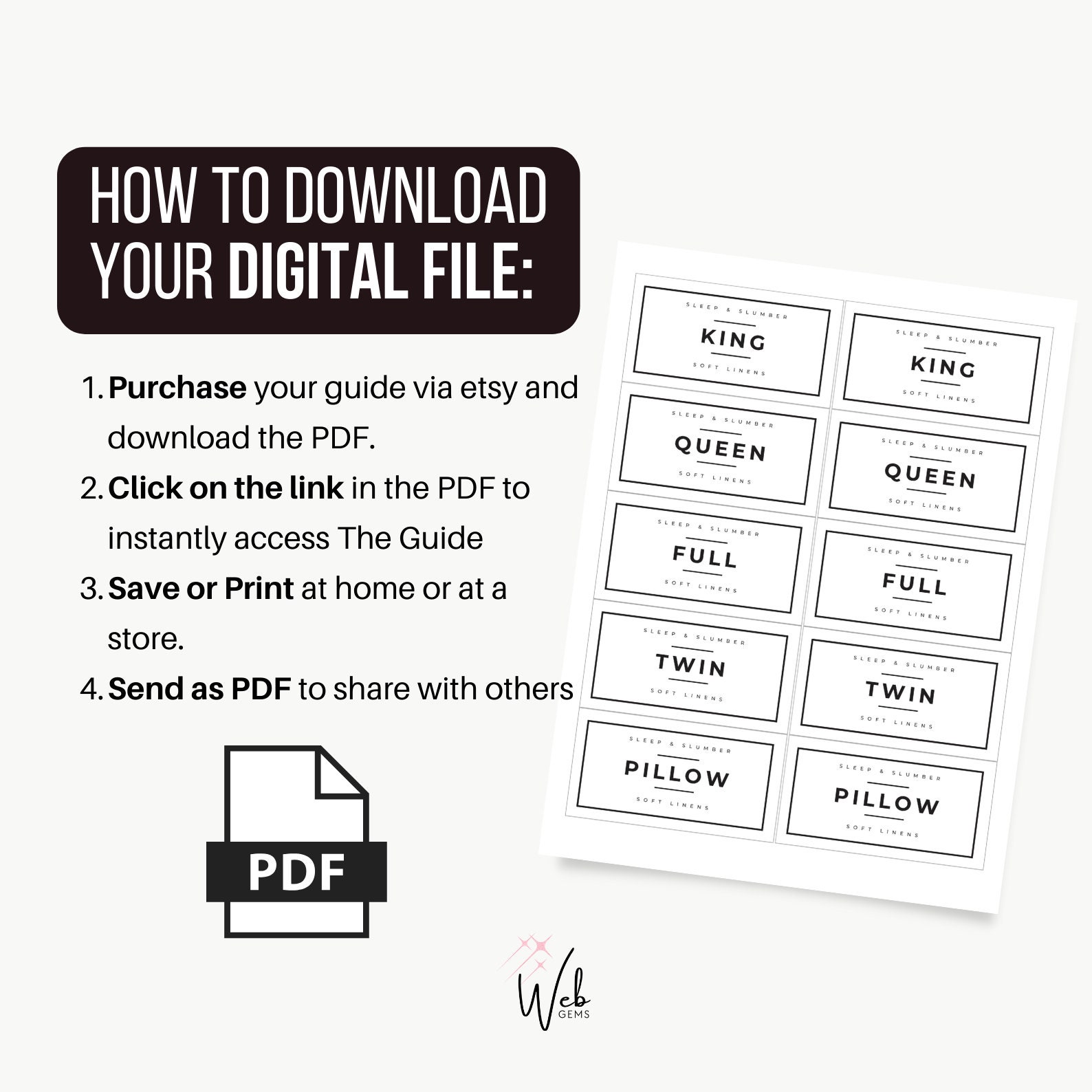 Bedsheet Linen Labels, Linen Labels Pack, Bed Sheet Labels, Sheet