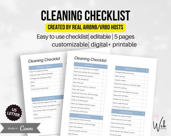 Airbnb Cleaning Checklist: Editable Vacation Rental Turnover (Digital Download)