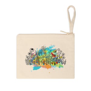 water color wild flowers Cotton Zipper Pouch
