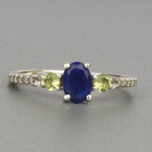 Blue Sapphire Ring, Solitaire Ring, 925 Sterling Silver Ring, Engagement Ring, Handmade Ring, Wedding Ring, Women Silver Ring, Gift For Her