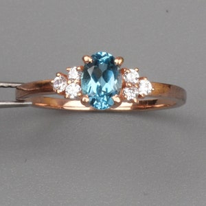 Oval London Blue Topaz Ring: 18k Rose Gold Vermeil Sterling Silver