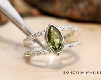 Natural Peridot Ring, 925 Sterling Silver Ring, Handmade Ring, Engagement Ring, Promise Ring, Stacking Ring, Wedding Ring, Gift For Women