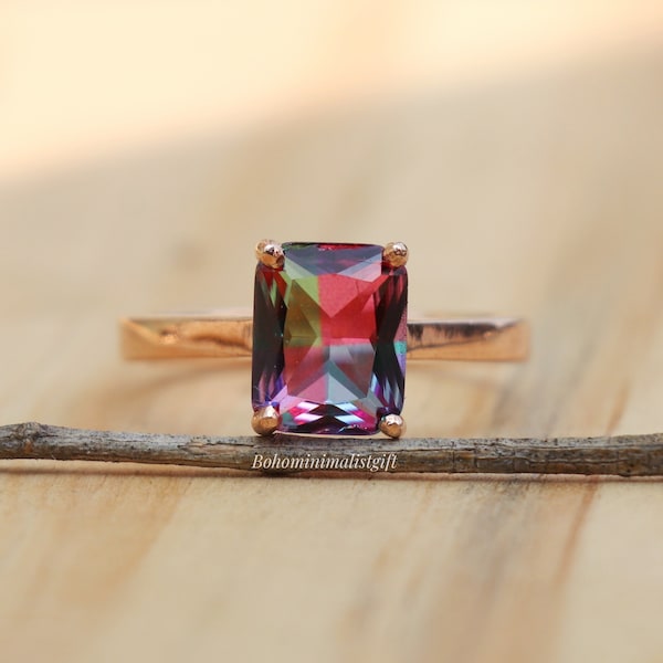 Watermelon Tourmaline Ring, 925 Sterling Silver Ring, Bi Color Tourmaline Ring, Women Wedding Ring, Anniversary Gift For Her, Handmade Ring