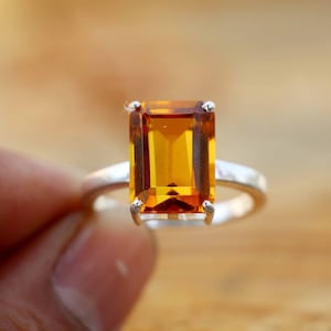Gold Citrine Ring, 925 Sterling Silver Ring, Handmade Ring, Yellow Quartz Ring, Women Silver Ring, Wedding Ring, Big Stone Ring Gift For Her