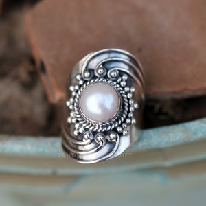 Natural Pearl Ring, 925 Sterling Silver Ring, Handmade Ring, Fresh Water Pearl Ring, Wedding Ring, Women Pearl Ring, Boho Ring, Gift For Her