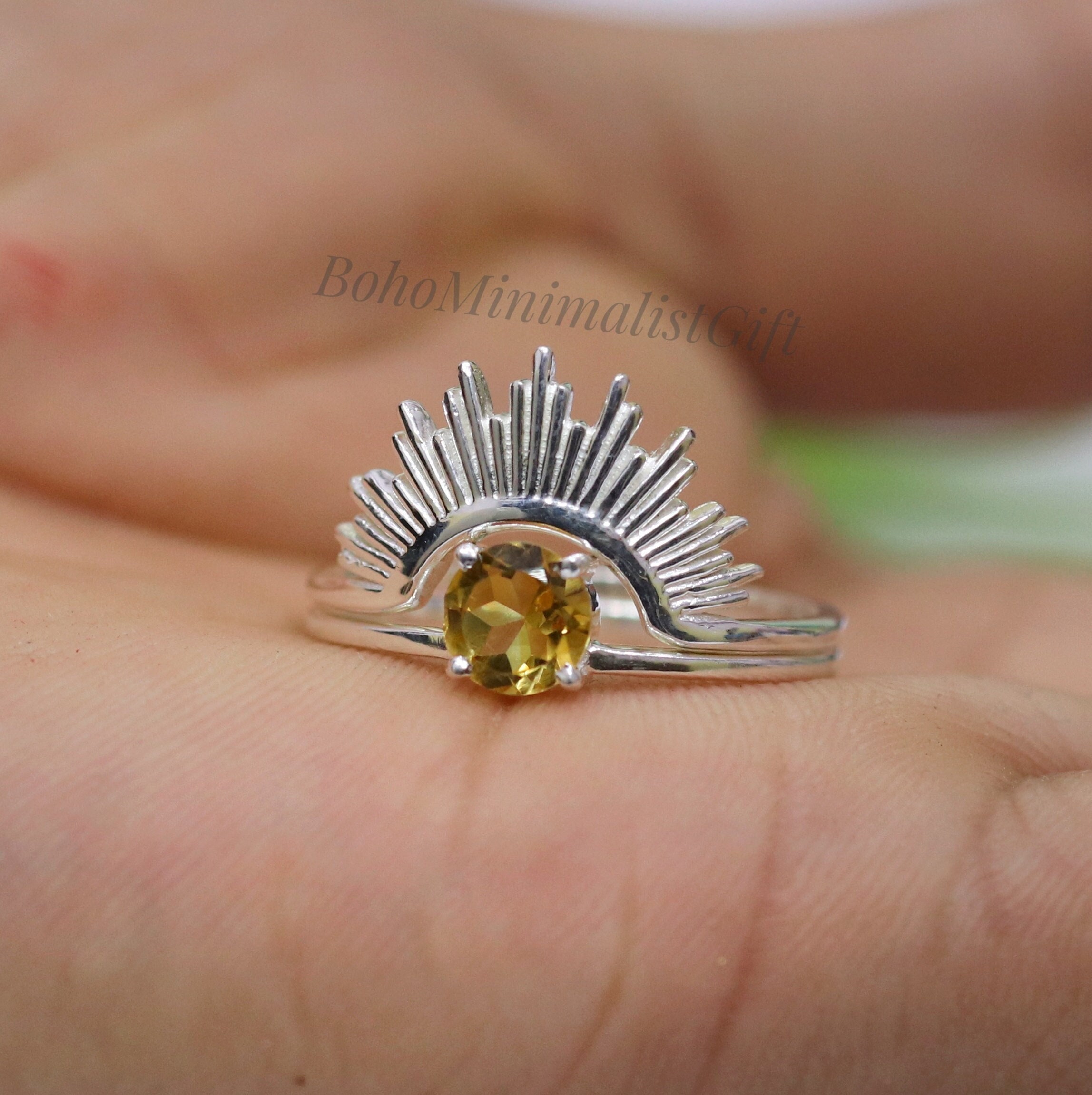 Natural Citrine Sunshine Ring, November Birthstone, Engagement Ring, 925 Sterling Silver Ring, Handmade Jewelry, Dainty Ring, Christmas Gift