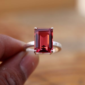 Pink Tourmaline Ring, Six Stone Solitaire Ring, 18k Rose Gold Plated, 925 Sterling Silver Ring, Women&#39;s Wedding Jewelry, Dainty Gift For Her