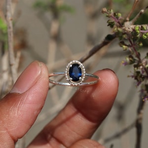 Handmade Blue Sapphire Ring: 925 Sterling Silver Anniversary Jewelry