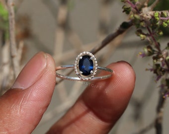 Natural Blue Sapphire Ring, 925 Sterling Silver Ring, Handmade Ring, Blue Gemstone Ring, Engagement Ring, Anniversary Jewelry, Gift For Her